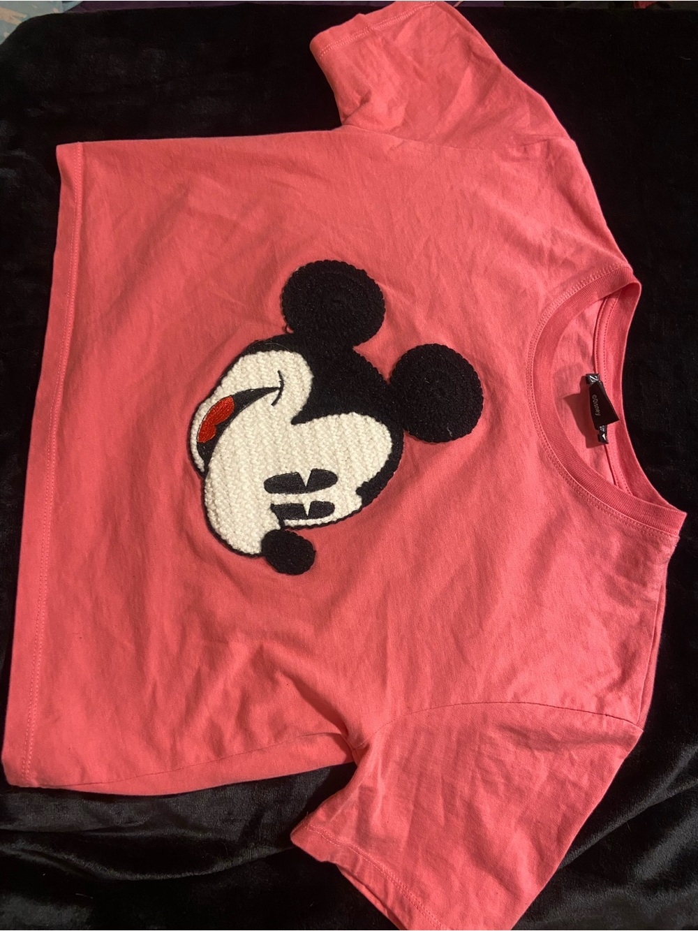 Cropped Pink Mickey Graphic Tee